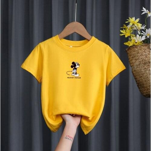 2021 New T-shirt Disney Mickey Print Boys Top Short Sleeve Summer Unisex Fashion Casual Round Neck Kids T-shirt Girls Clothes