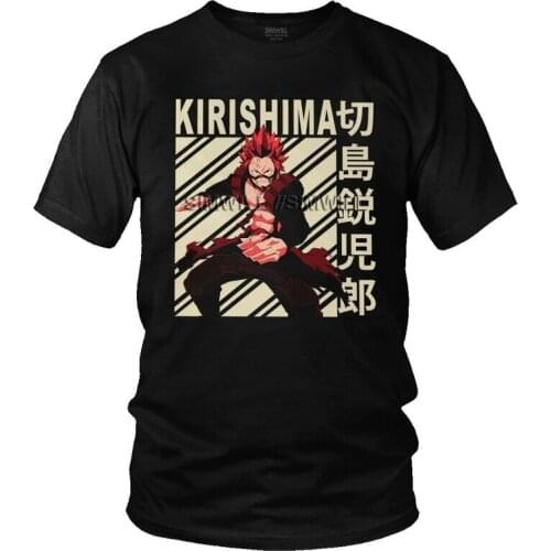 Eijiro Kirishima T-shirt Mens Graphic T Shirt Short Sleeve 100% Cotton Anime Manga Boku no Hero Academia Tshirt Cool Tee Top