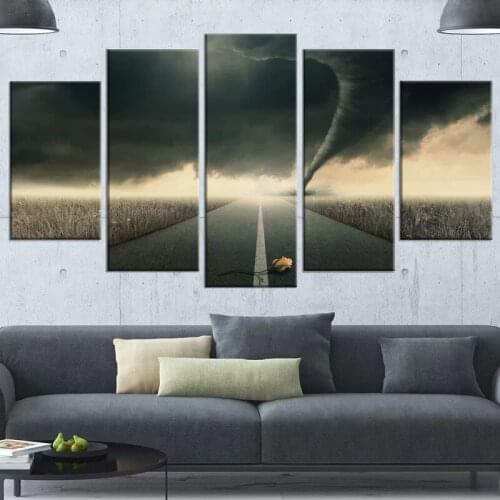 Hd Home Decoration Canvas Highway Painting Tornado Pictures Wall Art Prints 5 Set Modular Modern Frame Poster For Living Room