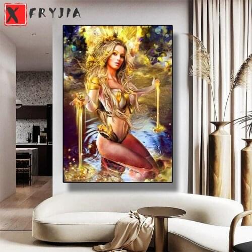 Full square Round drill Diamond embroidery Fantasy art, sexy golden woman 5D DIY diamond Painting Cross Stitch Rhinestone Mosaic