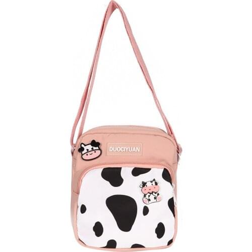 College style handbag large capacity student one-shoulder diagonal bag cute contrast color cow wave dot mobile phone coin purse