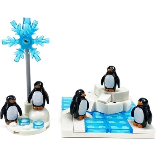 City DIY Accessories MOC Building Blocks Penguins Glacier Snowflake Classic Bricks Icy Snow World Creative Toys for Children