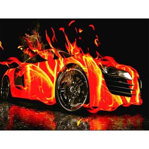 Creative Gift Diamond Embroidery New 5D Diy Diamond Painting Fire Car Cross Stitch Diamond Mosaic Needlework Diamond Decorative