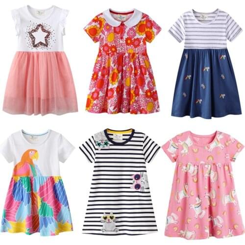 Summer Girls Dress Princess Baby Dresses Short sleeve stripe With Applique Cute Fashion Childrens Clothes Hot Selling