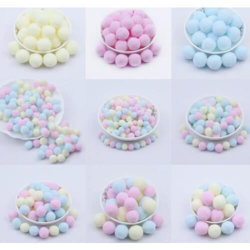 Light Yellow Pink Blue Pompom Fur Balls DIY Soft Pom Poms Craft Pompones Wedding Decor Glue on Cloth Accessories 8mm-30mm 20g