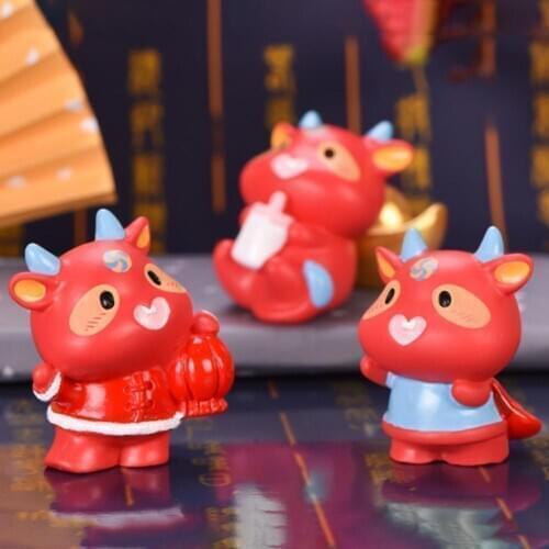 Mini Lucky Ox Buffalo Resin Model Ornament Fairy Garden Micro Landscape Decor Resin Buffalo Figurine DIY Landscape Decor