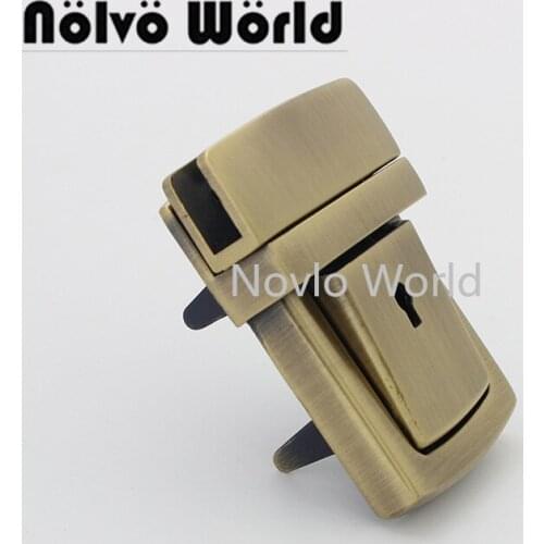 Nolvo World 2-10 pieces 57*43mm Brush antique brass metal press lock press bag lock hardware bag lock