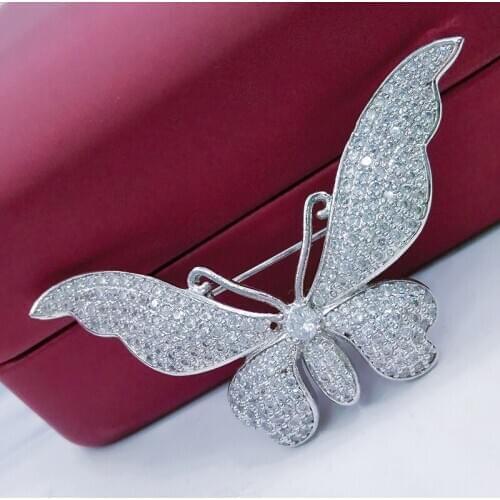 Fashionable Butterfly Brooch Pin Women Dress Wedding Bridal Vintage Shining CZ Pave Brooch Female Broche Hijab Pins and Brooches