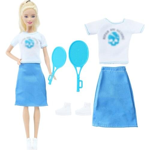 BJDBUS Fashion Sports Outfit Tennis T-shirt Short Skirt White Shoes Outdoor Daily Cool Clothes for Barbie Doll Accessories Toy