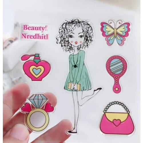 Trendy Girl Clear Stamps Scrapbooking Rubber Stamp Handmade DIY Decoration Craft Supplies Stamps for Card Making Silicone Stamp