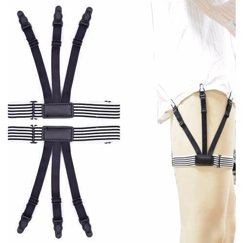 Mens Elastic Shirt Stays Garters Leg Suspenders Shirt Holder Straps Non-slip Locking Clamps 2pcs Men Fashion Accessories