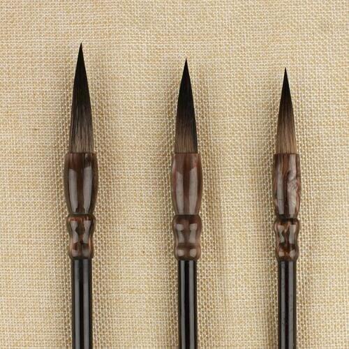 Caligrafia Chinese Mink Hair Calligraphy Brush Huzhou Ink Brush Set Official Script Painting Writing Brush Pen 3pcs Tinta China