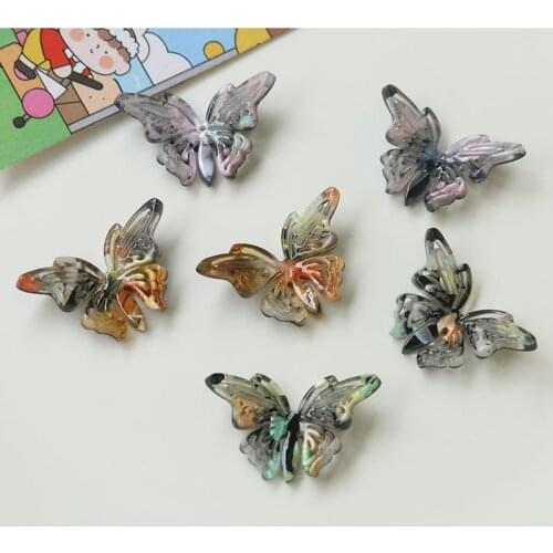 New style 50pcs/lot color pattern print animals cartoon Butterflies shape acrylic beads diy jewelry earring/garment accessory