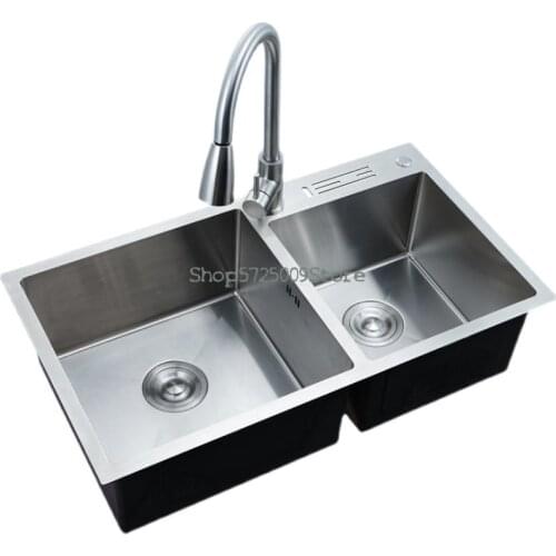 304 Stainless Steel Sink, Double Sink, Thickened Sink, Household Sink, Double Basin, Above And Under Counter Sink