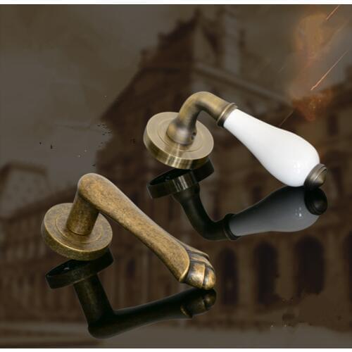 Vintage unfold install wooden door handles bronze white ceramic stealth door handle Aisle door, facade single door handle