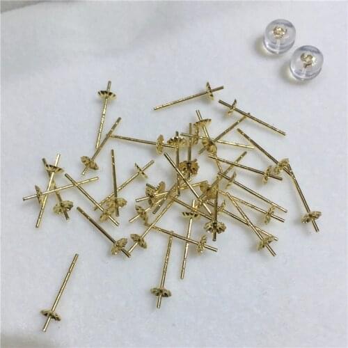 Fine Jewelry Real 18K Gold Ear Pins DIY Accessories Handmade Earrings
