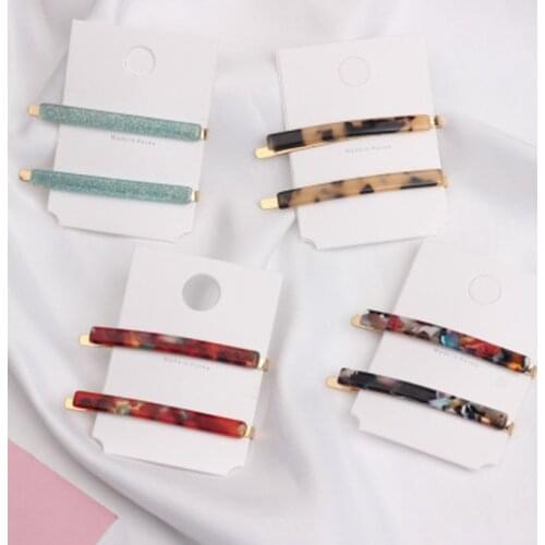 2pcs/Set Fashion Leopard Hair Pin Clip Acetate Hair Clip Women Geometric Side Clip Hairgrips Hair Accessories Cute Hair Clips