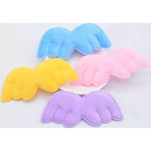 10Pcs 90*40mm Soft Double Sided Furry Angel Wing Padded Applique for DIY Patches and Clothes Hat Headwear Toys Decor Accessories