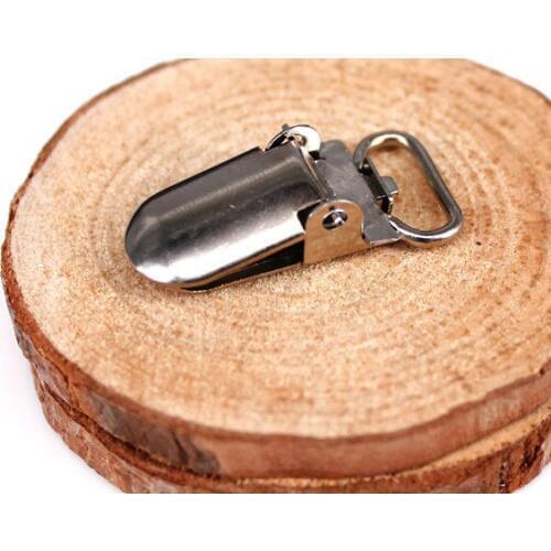 100piece 25mm x 14mm Metal Silver Suspender Clips Hardware Hook Clasp Sewing Supplies for Bags Jeans Costumes /K377