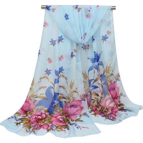2020 NEW flower beach Breathable chiffon scarf silk square hijab cool shawl ladies foulard femme Scarves hair bufanda mujer