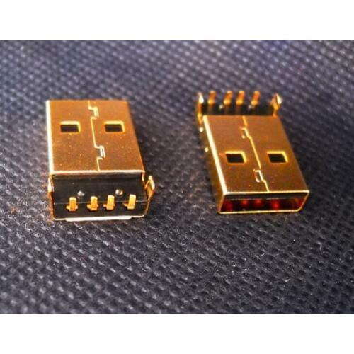 20pcs high quality 3u gold plating Plated USB 2.0 data port connector USB A type Male 90 degree socket jack connector