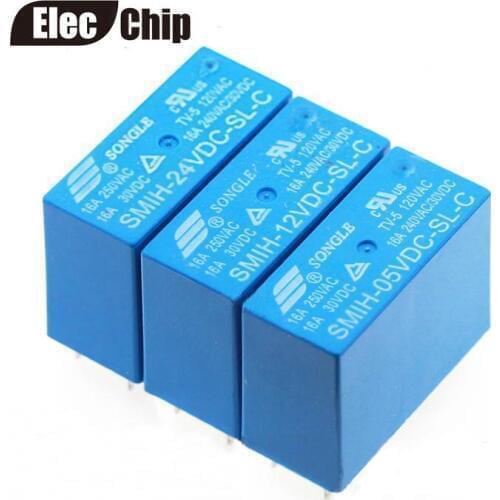 5PCS/lot Power relays SMIH-05VDC-SL-C SMIH-12VDC-SL-C SMIH-24VDC-SL-C 5V 12V 24V 16A 8PIN A set of conversions