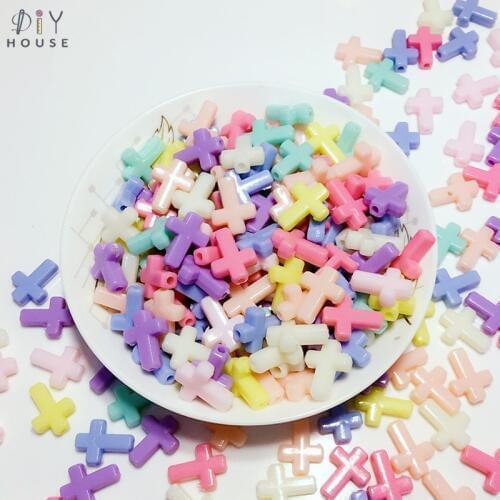 50-300Pcs Cross Shape Plastic Acrylic Garment Beads DIY Craft Supplies Jewelry Accessories Ornament Materials Color Beads Decor