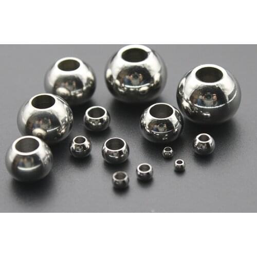 50pcs 316L Stainless Steel Bead European Ball Big Hole Spacer for Diy Jewelry Making Beading Bracelet Necklace Finding Supplier