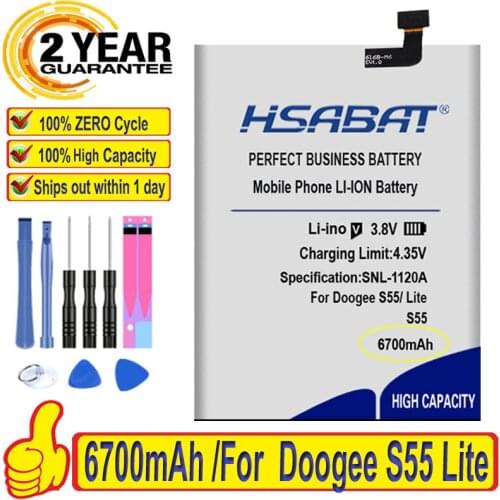 Top Brand 100% New 6200mAh Battery for Doogee S55 for Doogee S55 Lite Batteries + free gfit