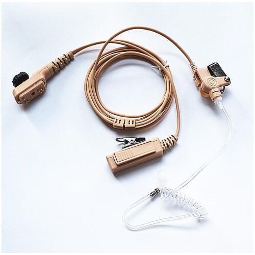 Hytera pd780g pt580h accessory police walkie talkie earpiece acoustic tube FBI headset beige secure ptt secret earphone with mic
