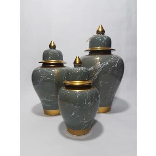 Artezza Home Şah Cube 3'lü Anthracite Marble Pattern