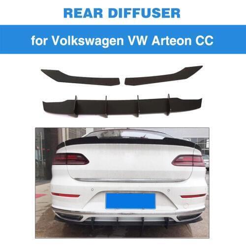 Car Rear Bumper Diffuser Lip Spoiler for Volkswagen VW CC Arteon 2019 2020 Car Rear Diffuser Spoiler Splitters ABS Black