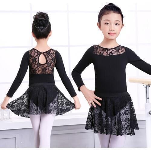 Girls Ballet Dress Gymnastic Leotards Lace Skirted Dancewear Leotards Long Sleeve Kids Toddler Gymnastic Swimsuit For Dancing