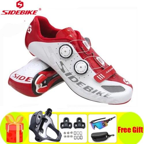 Sidebike 2021 Road Bike Shoes Bicicleta Self-Locking Carbon Fiber Breathable Cycling Sneakers Men Add Pedals Ultra-light Riding