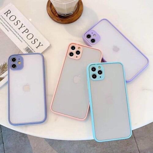 Phone Case for IPhone 12 11 6 6s 7 8 Plus X XR 11Pro XS Max Frosted Sleeve Mini Contrast Color Anti-fall Protective Cover