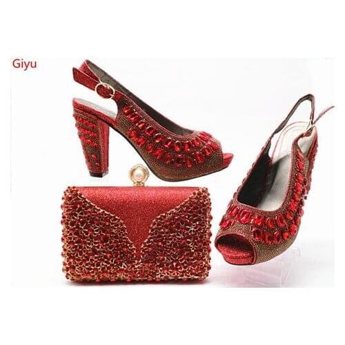 Doershow African Shoes And Bags To Match Set High Quality Womwn Shoes And Bag Sets Italian Shoes And Bag Set For Party!SHJ1-10