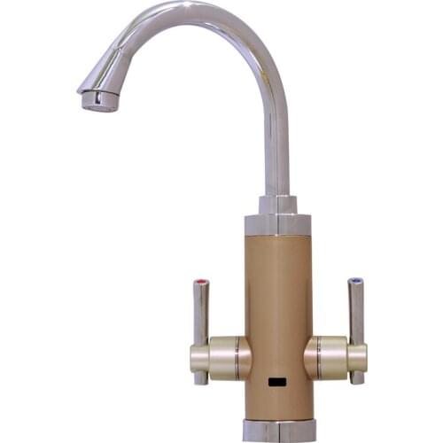 Home Instant Tankless Water Heater Duel Handle Kitchen Faucet Gold Red With LCD Temperature Display Water Heating Taps