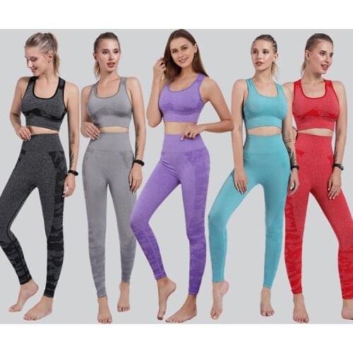 Camouflage Yoga Suit Seamless Sports Bra Underwear Moisture Absorption and Perspiration Fitness Yoga Suit Womens Suit V046