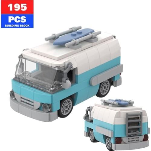 MOC Technical Car Surfer Van Car Building Blocks Set Retro Minibus Bricks Idea Assemble Coach Vehicle Game Toy For Children Gift