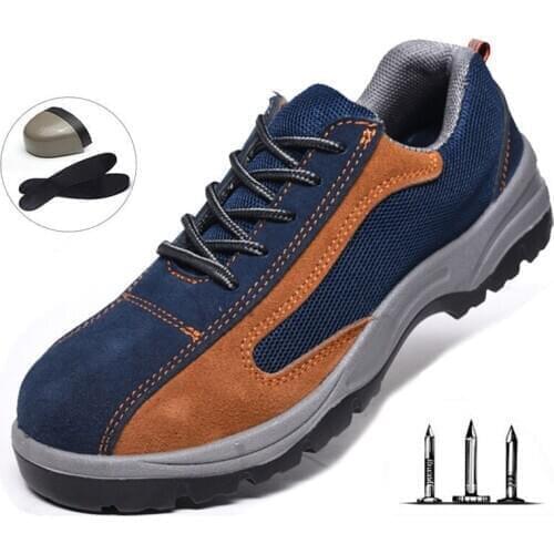 Labor Insurance Shoes Mens Summer Steel Toe Cap Breathable Safety Shoes Anti-smashing Anti-piercing Outdoor Training Shoes