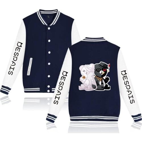 Cosplay Bomber Jackets Clothes Danganronpa Monokuma Baseball Jacket Outerwear black white bear Men Hoodies Girl Sweatshirts