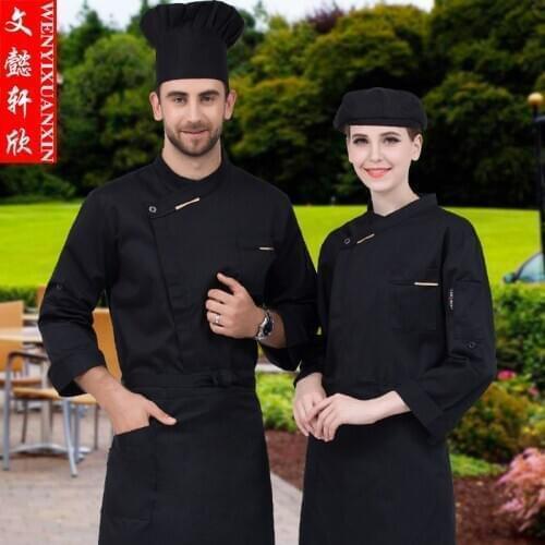 Adult Chef Jacket Long-sleeved Mens Hotel Chef Uniform Women Work Clothes Restaurant Kitchen Uniform Plus Size Work Wear B-6399