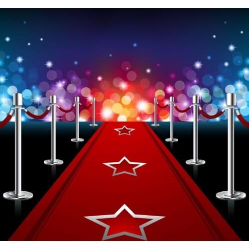 Laeacco Stage Red Carpet Backdrops Glitter Polka Dots Railing Superstar Child Portrait Photo Backgrounds Photocall Photo Studio