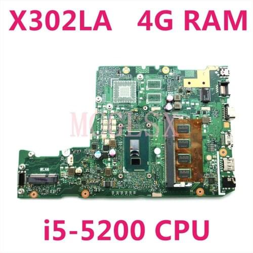 X302LA motherboard For ASUS X302L X302LA X302LJ Laptop motherboard with i5-5200 CPU 4G RAM DDR3 Tested free shipping