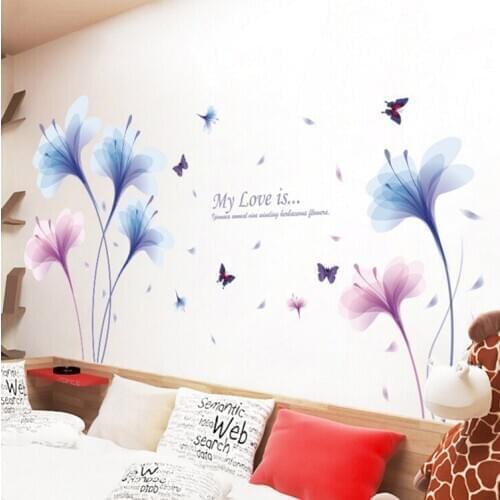 Dream Orchids Large Wall Stickers Flowers Home Decor Living Room Art Decals Wallpaper Removable