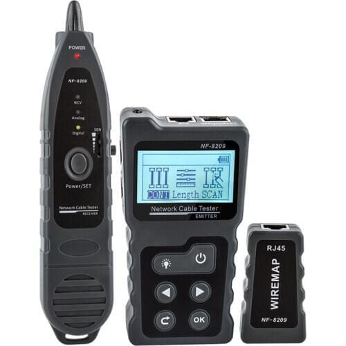NF-8209 Network Cable Tester LCD Wire Tracker PoE Checker Inline Voltage Current Tester with Illuminate Function Cable Tester
