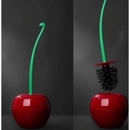 Cherry Toilet Brush Set Plastic Toilet Cleaning Brush Toilet Brush Plastic Daily Necessities Seal Design Radiant Handle FreeShip