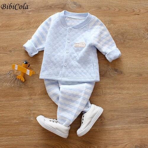 New Children Clothes Set newborn Autumn Long Sleeved Cotton Underwear Suit Baby Cotton Long Trousers Toddler Sleepwear Pajamas