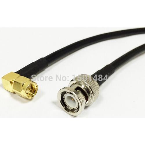 New SMA Male Plug Right Angle Connector Switch BNC Male Plug Convertor RG58 Wholesale Fast Ship 50CM 20"Adapter