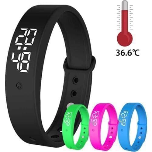 New V9 Smart Bracelet Vibration Warning Temperature Monitoring Precise Display Smart Band Vibration Reminder Smart Clock Watch